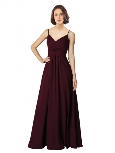 Sleeveless Burgundy Gold A-Line V-Neck Bridesmaid Gown Mississauga