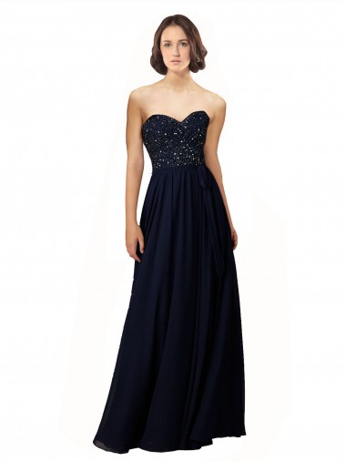 Sleeveless Dark Navy Sheath Sweetheart Bridesmaid Dress / Formal Dress Mississauga