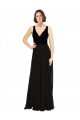 Sleeveless Black Open Back A-Line V-Neck Prom Dress / Bridesmaid Dress Mississauga