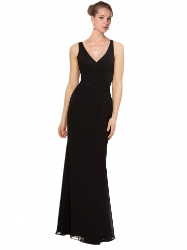 Sleeveless Black Sheath V-Neck Bridesmaid Gown Mississauga