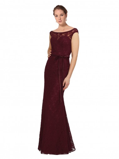 Cap Sleeves Burgundy Gold Sheath Bateau Neck Bridesmaid Dress Mississauga
