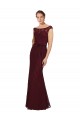Cap Sleeves Burgundy Gold Sheath Bateau Neck Bridesmaid Dress Mississauga