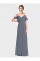 Flutter Sleeves Slate Grey V-Back A-Line Off the Shoulder Bridesmaid Dress Mississauga