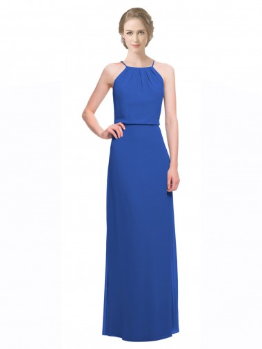Sleeveless Blue Low Back A-Line Spaghetti Straps Bridesmaid Dress Mississauga