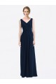 Sleeveless Dark Navy Low Back A-Line V-Neck Evening Gowns / Bridesmaid Dress Mississauga