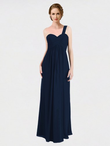 Sleeveless Dark Navy Low Back A-Line One Shoulder Bridesmaid Dress / Formal Dress Mississauga