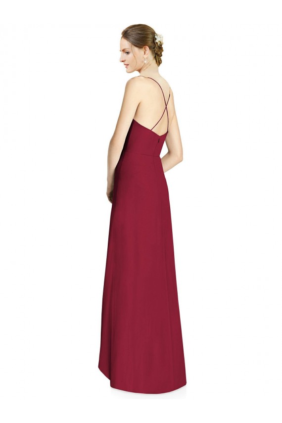 Sleeveless Burgundy Open Back A-Line Spaghetti Straps High Low Bridesmaid Dress Mississauga
