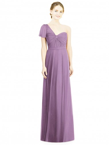Flutter Sleeves Dark Lavender Open Back A-Line One Shoulder Formal Dress / Bridesmaid Dress Mississauga