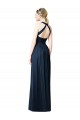 Sleeveless Dark Navy Open Back A-Line Halter Neck Bridesmaid Dresses Mississauga