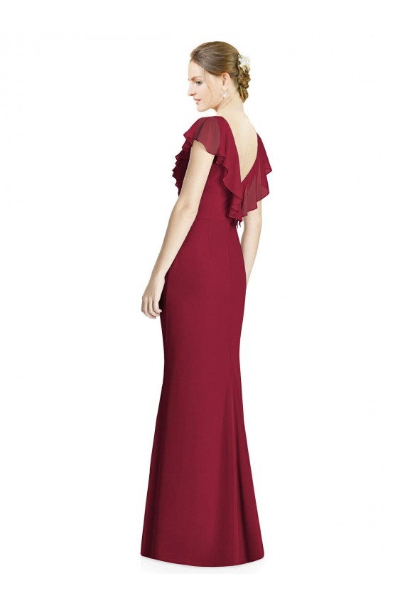 Sleeveless Burgundy V-Back Trumpet V-Neck Bridesmaid Dress Mississauga