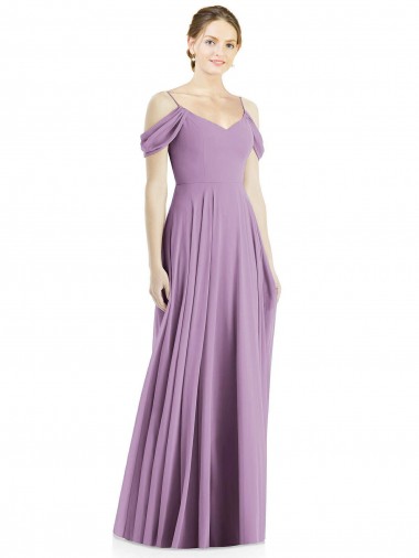 Sleeveless Dark Lavender Open Back A-Line Off the Shoulder Semi Formal Evening Dress / Bridesmaid Dress Mississauga