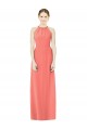 Sleeveless Coral Open Back A-Line Halter Neck Bridesmaid Dress Mississauga