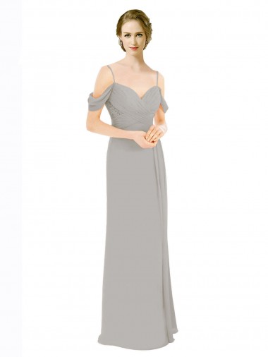 Cold Shoulder Silver Open Back A-Line Off the Shoulder Bridesmaid Dress Mississauga