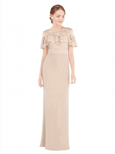 Sleeveless Champagne A-Line Off the Shoulder Prom Dress / Bridesmaid Dress Mississauga