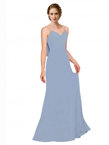 Sleeveless Dusty Blue A-Line Spaghetti Straps Bridesmaid Dress / Evening Dress Mississauga
