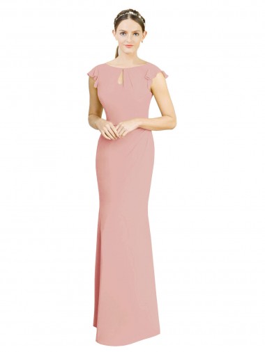 Cap Sleeves Bliss Pink Mermaid Boat Neck Formal Dress / Bridesmaid Dress Mississauga
