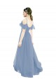 Cap Sleeves Dusty Blue A-Line V-Neck Bridesmaid Dress Mississauga