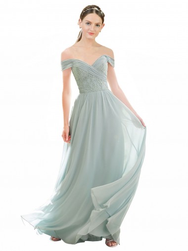 Cap Sleeves Sea Glass A-Line Off the Shoulder Bridesmaid Dress Mississauga