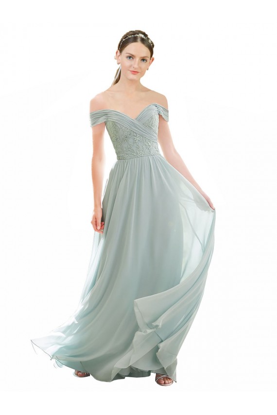 Cap Sleeves Sea Glass A-Line Off the Shoulder Bridesmaid Dress Mississauga