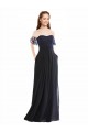 Cap Sleeves Dark Navy A-Line Off the Shoulder Formal Dress / Bridesmaid Dress Mississauga