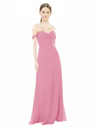 Cap Sleeves Skin Pink A-Line Off the Shoulder Formal Dress / Bridesmaid Dress Mississauga