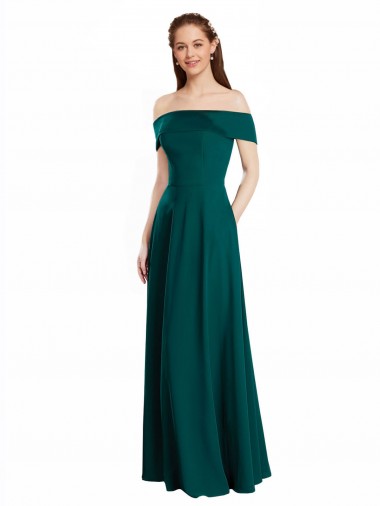 Cap Sleeves Hunter A-Line Off the Shoulder Bridesmaid Dress Mississauga