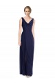 Sleeveless Dark Navy V-Back A-Line Cowl Neck Bridesmaid Dress Mississauga