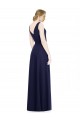 Sleeveless Dark Navy V-Back A-Line Cowl Neck Bridesmaid Dress Mississauga