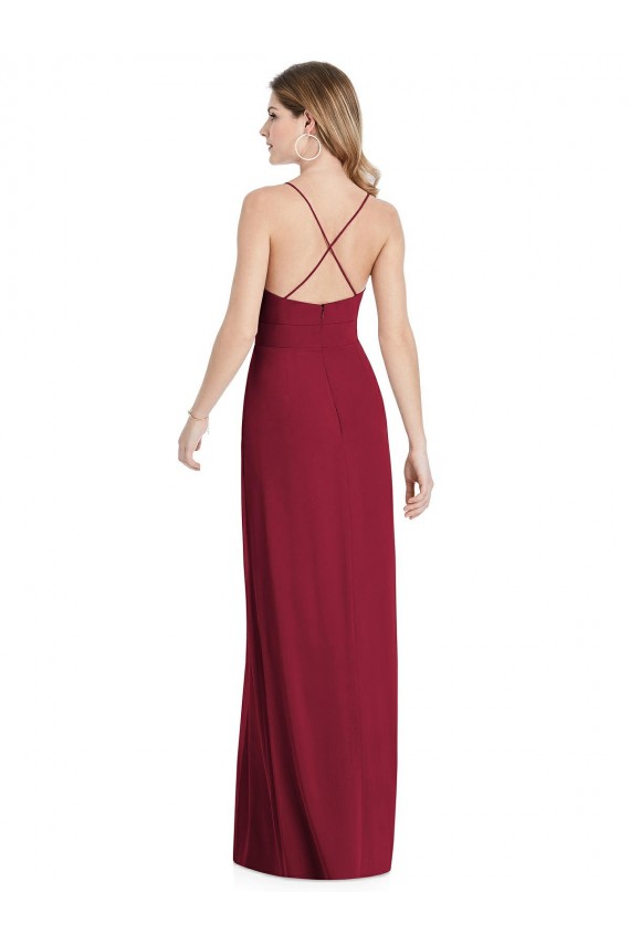Sleeveless Burgundy Open Back A-Line Spaghetti Straps Semi Formal Evening Dress / Bridesmaid Dress Mississauga