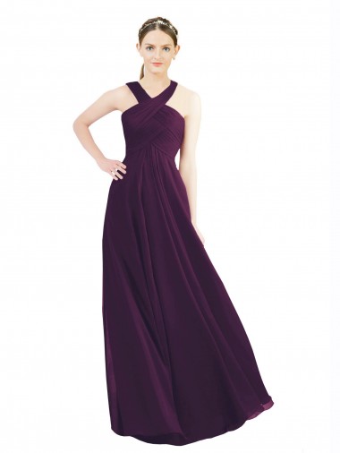Sleeveless Grape A-Line Halter Neck Bridesmaid Dress Mississauga
