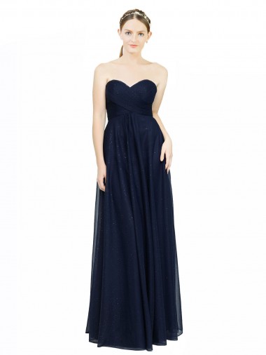 Sleeveless Dark Navy Low Back A-Line Sweetheart Bridesmaid Dress / Evening Dress Mississauga