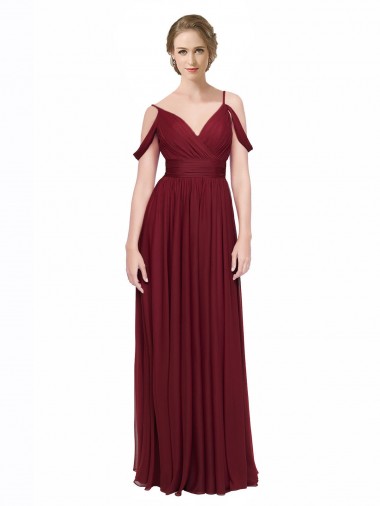 Sleeveless Burgundy Low Back A-Line Off the Shoulder Bridesmaid Dress / Evening Dress Mississauga