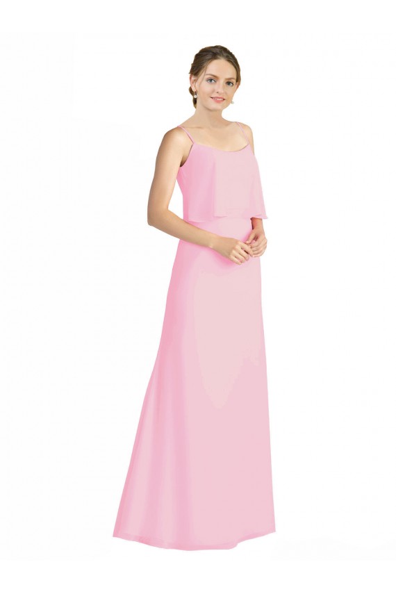 Sleeveless Barely Pink Open Back A-Line Spaghetti Straps Bridesmaid Dress Mississauga