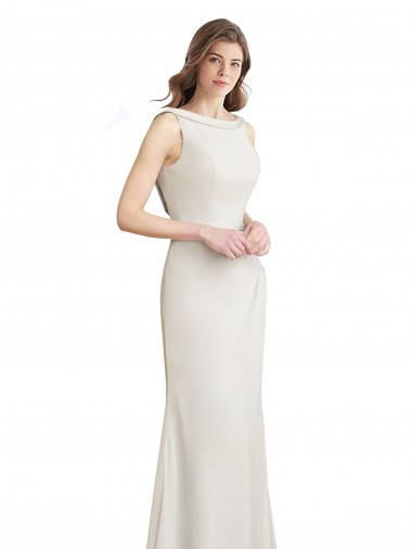Sleeveless V-Back Mermaid Boat Neck Bridesmaid Dress Mississauga