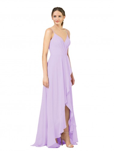 Sleeveless Lilac Open Back Sheath V-Neck High Low Bridesmaid Dress Mississauga