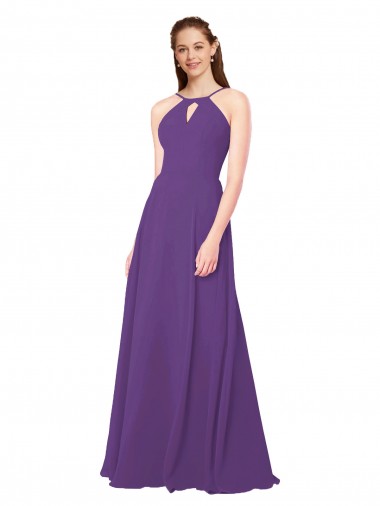 Sleeveless Plum Purple Sheath High Neck Bridesmaid Dress Mississauga