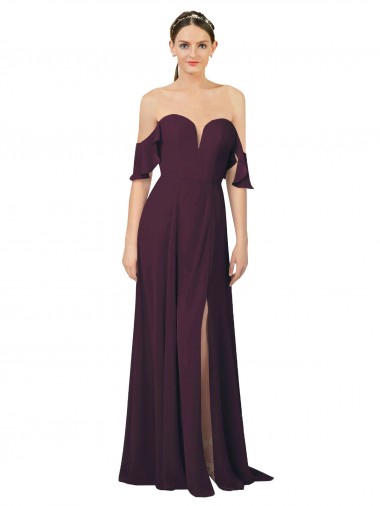 Cold Shoulder Grape Sheath Sweetheart Formal Dress / Bridesmaid Dress Mississauga