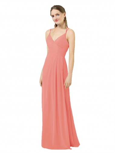 Sleeveless Desert Rose Keyhole Back Sheath V-Neck Bridesmaid Dress Mississauga