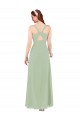 Sleeveless Smoke Green Keyhole Back Sheath V-Neck Bridesmaid Dress Mississauga