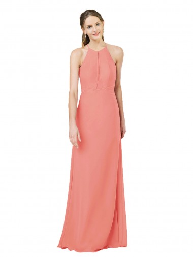 Sleeveless Desert Rose Keyhole Back Sheath Halter Neck Bridesmaid Dress Mississauga
