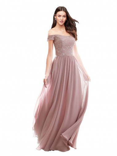 Cap Sleeves Pink A-Line Off the Shoulder Bridesmaid Dress Mississauga