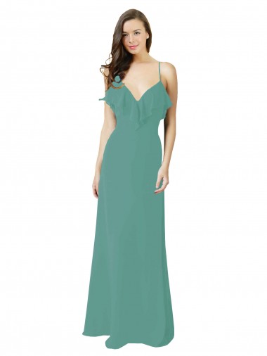 Sleeveless Icelandic Silver A-Line Spaghetti Straps Bridesmaid Gown Mississauga