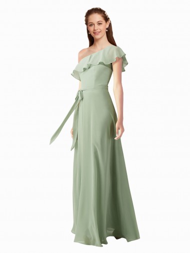 Flutter Sleeves Smoke Green A-Line One Shoulder Bridesmaid Dress Mississauga