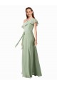 Flutter Sleeves Smoke Green A-Line One Shoulder Bridesmaid Dress Mississauga