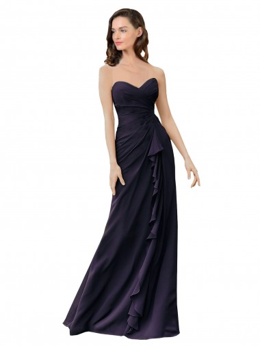 Sleeveless Dark Navy Sheath Sweetheart Bridesmaid Dress Mississauga