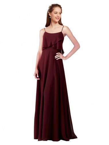 Sleeveless Burgundy Gold A-Line Spaghetti Straps Bridesmaid Gowns Mississauga