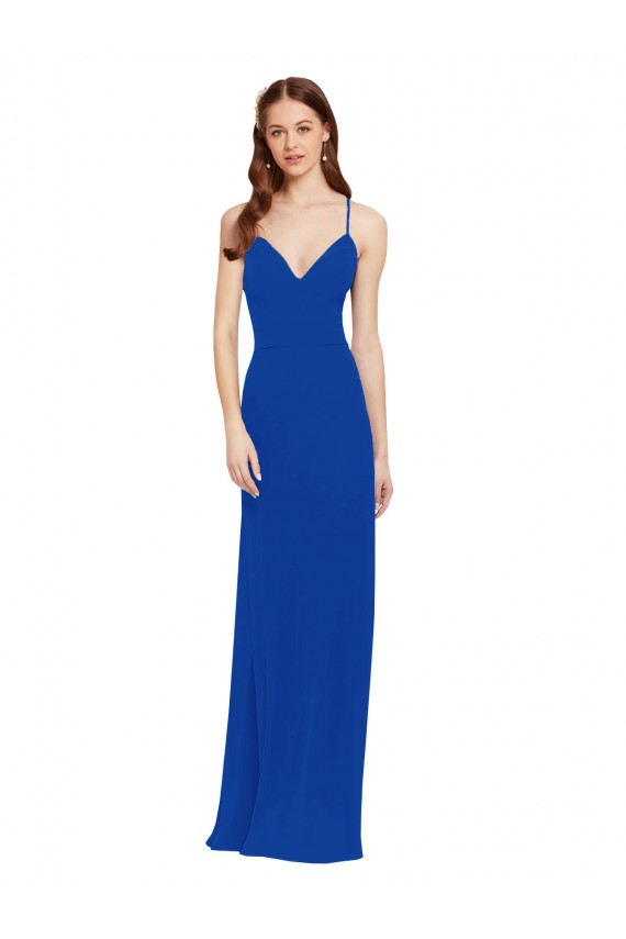 Sleeveless Royal Blue Keyhole Back A-Line Spaghetti Straps Bridesmaid Dress / Formal Dress Mississauga