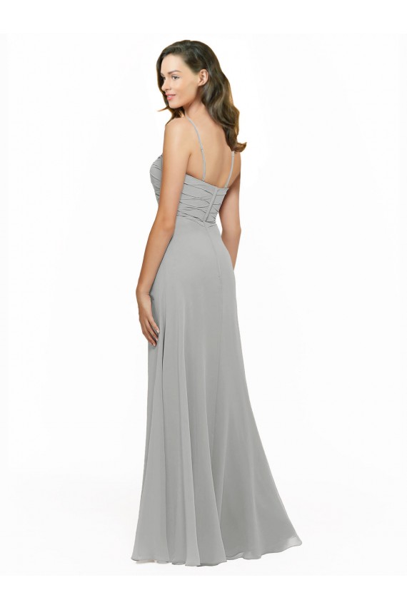 Sleeveless Silver A-Line Spaghetti Straps Bridesmaid Dress Mississauga