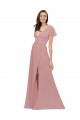 Flutter Sleeves Dusty Pink V-Back A-Line V-Neck Bridesmaid Dress / Evening Dress Mississauga