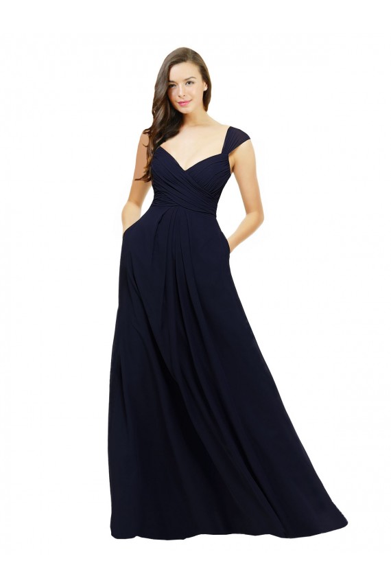 Sleeveless Dark Navy A-Line Sweetheart Bridesmaid Gowns Mississauga